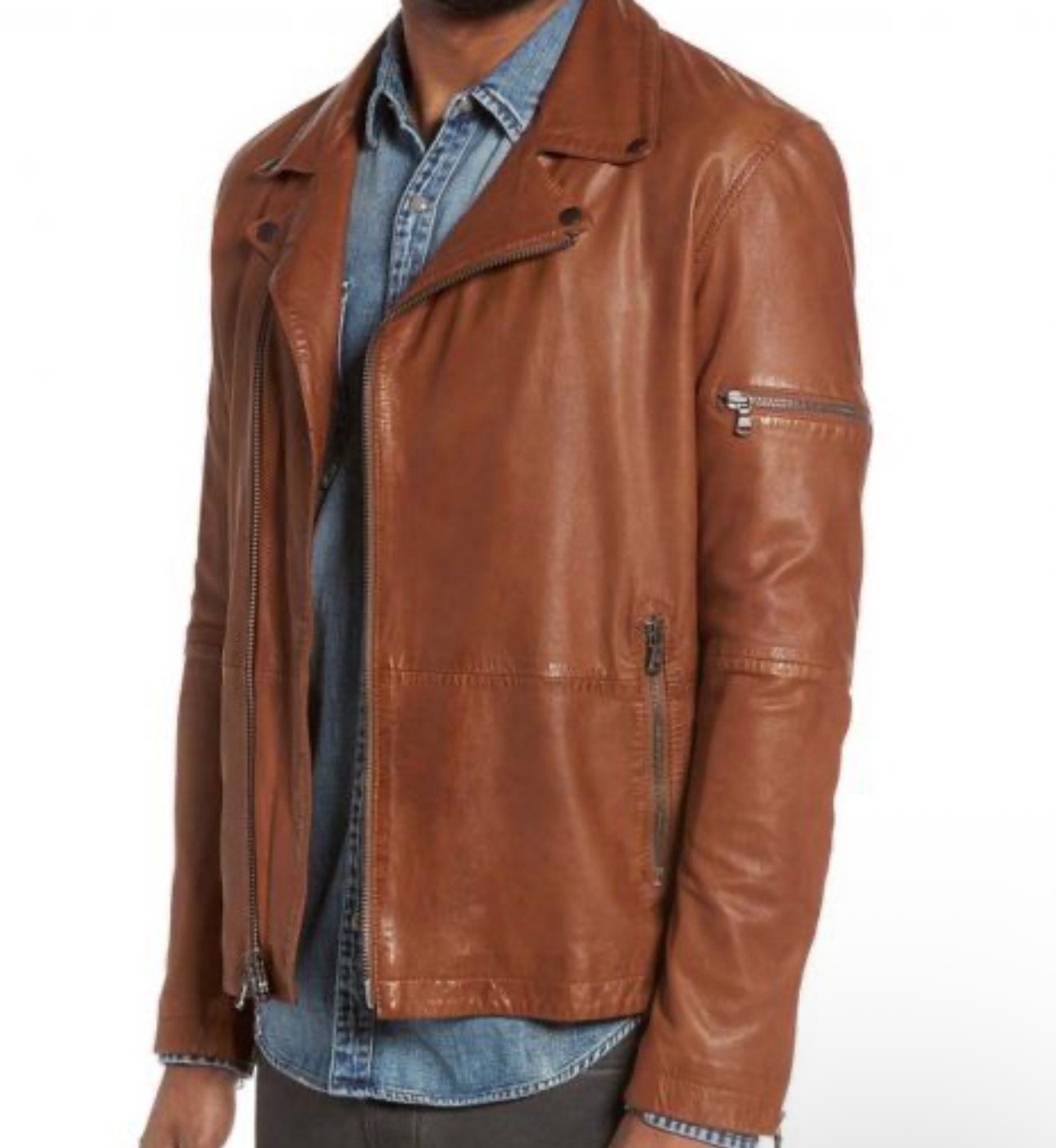New John Varvatos Brown Antique Leather Jacket Size S $798